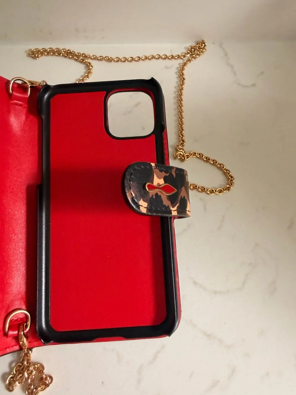 Christian Louboutin Leopard Print Loubiflap Chain iPhone Case - 11 Pro